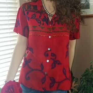 Flowy Blouse Rayon Floral CIRCLE T